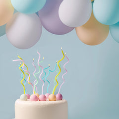 Pastel Rainbow Swirly Cake Candles 16pk