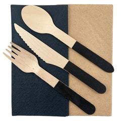 Black Wooden Cutlery Set 10pk