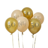 Gold & Nude Fifty Balloons 6pk