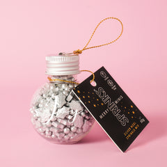 Silver Noel Sprinkle Orb Decorations