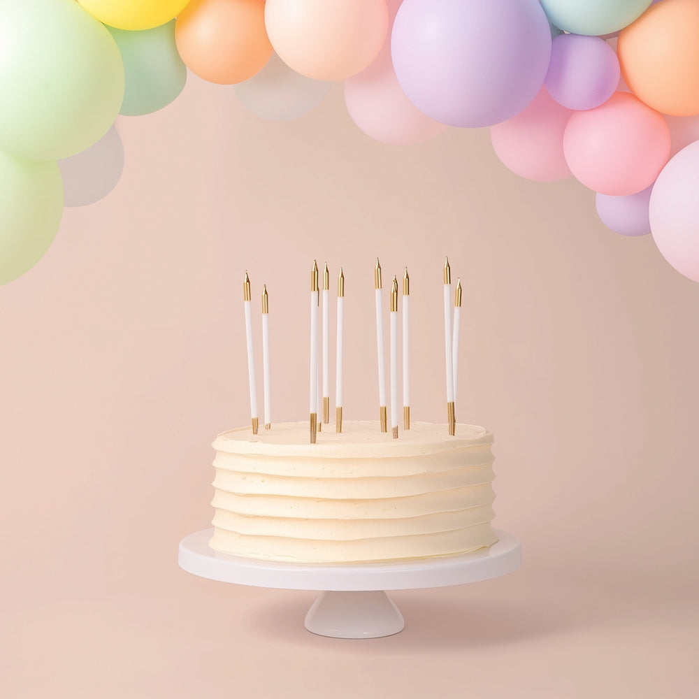White & Gold Double Dipped Candles 12pk