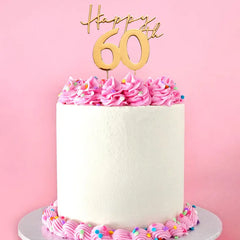Gold Happy 60th Birthday Metal Cake Topper