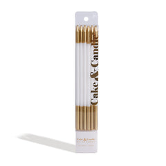 White & Gold Double Dipped Candles 12pk