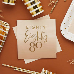 Gold Foiled Eighty Napkins 16pk
