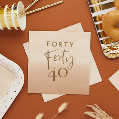 Gold Foiled Forty Napkins 16pk