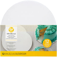 White Round Cake Boards 20cm/8in 12pk