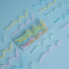 Pastel Rainbow Swirly Cake Candles 16pk