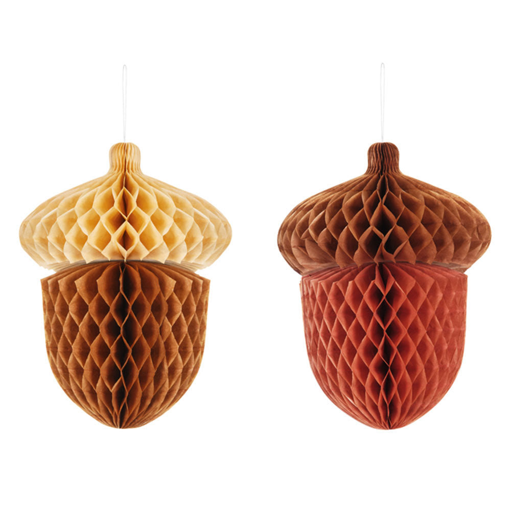 Acorn Honeycomb Decorations 2pk