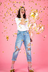 Gold Star Confetti Balloons 6pk