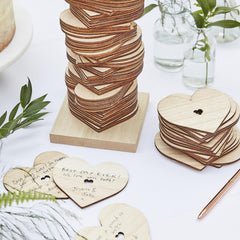 Botanical Wedding Wooden Stacking Heart Guest Book Alternative