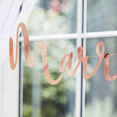 Rose Gold Scripted Just Married Banner