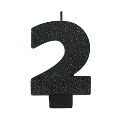 Glitter Black Candle - Number 2