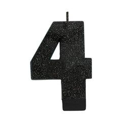 Glitter Black Candle - Number 4