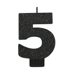 Glitter Black Candle - Number 5
