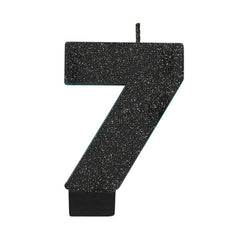 Glitter Black Candle - Number 7