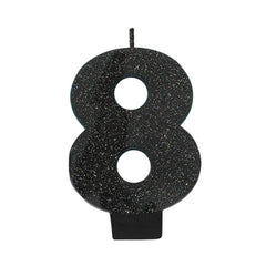Glitter Black Candle - Number 8