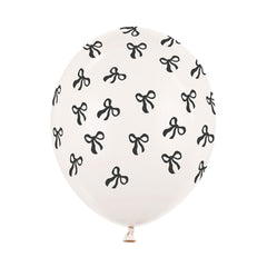 Black & Off-White Bow Balloons 6pk