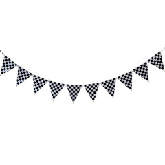 Black & White Checkered Pennant Banner