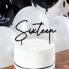 Black Sixteen Acrylic Cake Topper