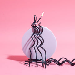Black Swirly Cake Candles 16pk