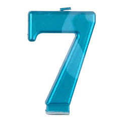 Blue Metallic Number 7 Birthday Candle