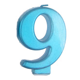 Blue Metallic Number 9 Birthday Candle