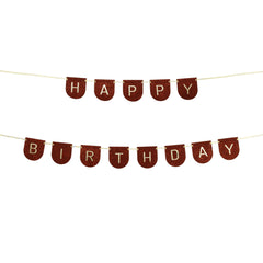 Happy Birthday Brown Felt Banner