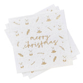 Gold Merry Christmas Napkins 16pk