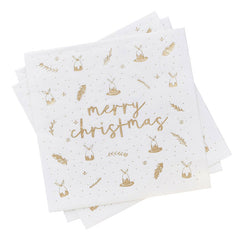 Gold Merry Christmas Napkins 16pk