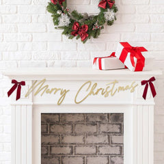 Merry Christmas Banner With Velvet Bows