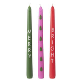 Merry & Bright Christmas Dinner Candles 3pk