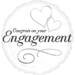 Engagement Two Hearts Round Foil Balloon