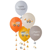Construction Party Birthday Balloons with Tails 5pk