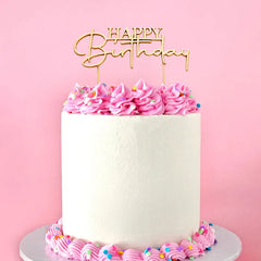 Gold Cursive Happy Birthday Metal Cake Topper