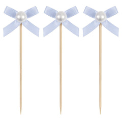 Dainty Bow & Pearl Food Picks 15pk