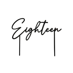 Black Eighteen Acrylic Cake Topper