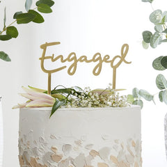 Engagement Gold Engaged Cake Topper