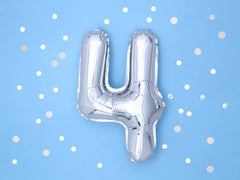 Silver Mini Foil Number Balloon - 4