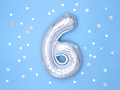 Silver Mini Foil Number Balloon - 6