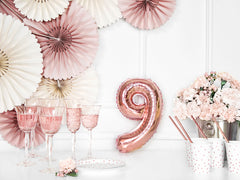 Rose Gold Mini Foil Number Balloon - 9