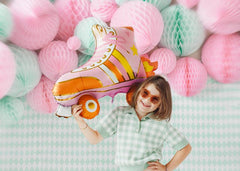 Large Pink Roller Skates Foil Balloon