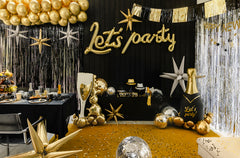 Gold Let's Party Foil Balloons