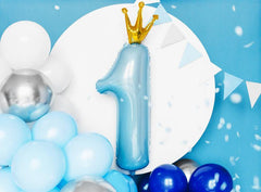 Blue Number 1 Crown Foil Balloon