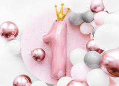 Pink Number 1 Crown Foil Balloon