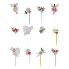 Fairy, Floral & Toadstool Cupcake Toppers 12pk