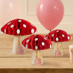 Honeycomb Toadstool Decorations 3pk