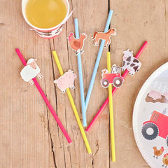 Farm Animals Party Paper Straws 16pk