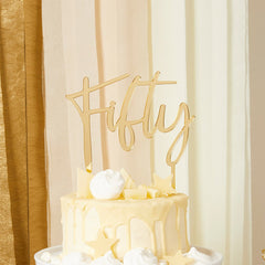 Gold Fifty Acrylic Cake Topper