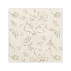 Beige Flower Napkins 12pk