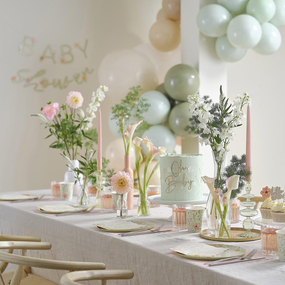 Floral Baby Shower Cups 8pk